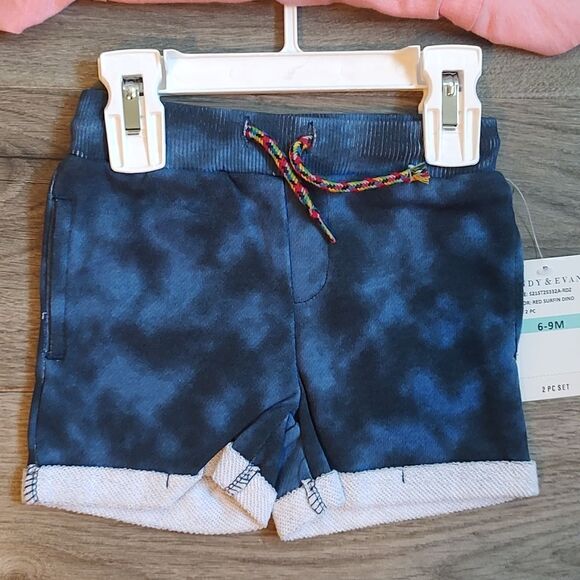 Andy & Evan New With Tags 6-9 Month Gone Surfing T-Rex Crewneck Tee & Shorts Set - Picture 5 of 12